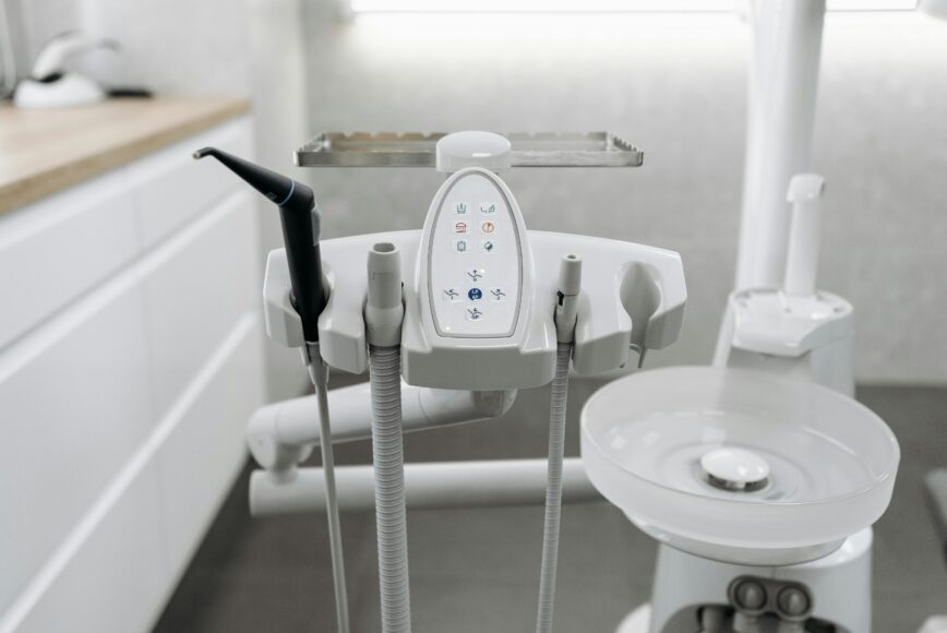 High-quality dental equipment in a bright, modern dental clinic space.